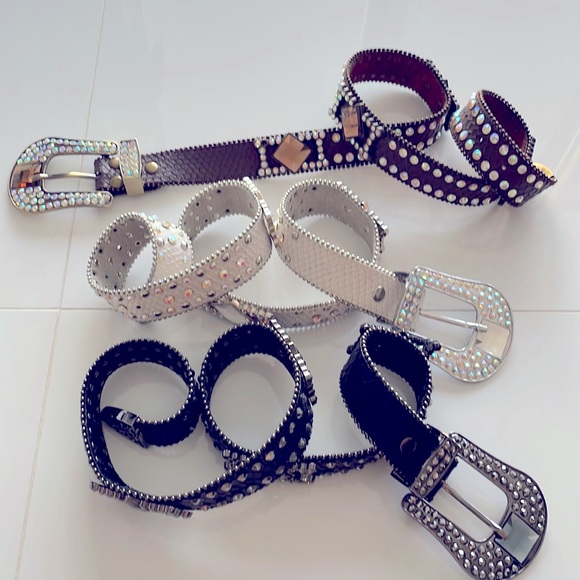 Rhinestone belt, 3 pc set, Black belt - Picture 3 of 3
